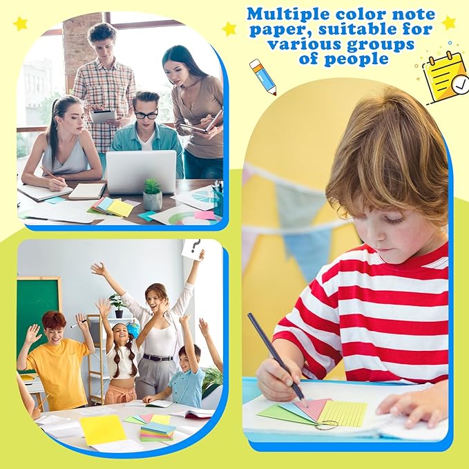 Colored Index Cards 3x5 Inches Flash Cards with Ring Lined Flashcards Note Cards for Studying School Supplies College, 200 Count