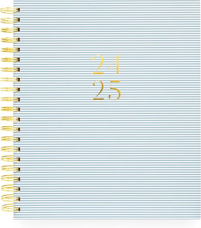 2024-2025 Sugar Paper Academic Large Weekly Spiral Planner, Blue Stripe, August 2025 - July 2024, Daily, Weekly, Monthly Formats, Hourly Planning