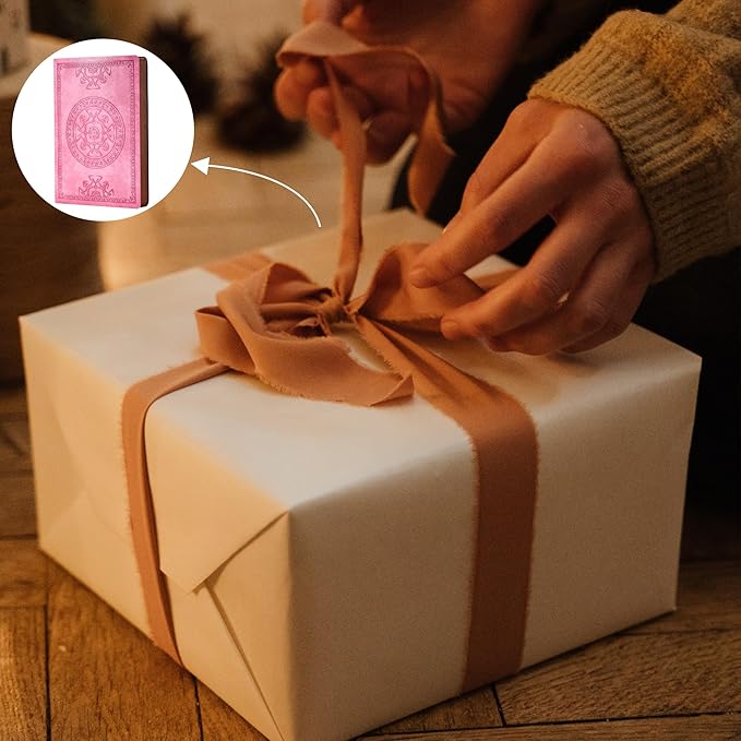 CAGIE Lined Journal for Men Soft Cover Notebook Leather Journals for Writing, 180 Lay Flat Vintage Mens Journal Personal Diary, 5.7'' X 8.3'', Pink