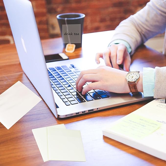 Transparent 650 Sheets, Clear, See Through Invisible Translucent Sticky Notes for School, Office 13 Packs, (1.5"x1.5" , 3"x1" , 3"x2" , 3"x3", 3"x4" ,3"x5")