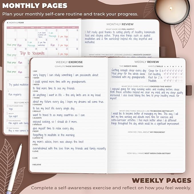 Clever Fox Self-Care Journal – Daily Reflection Notebook – Mental Health & Personal Development Planner, Meditation & Mood Log, A5 (Dark Terracotta)