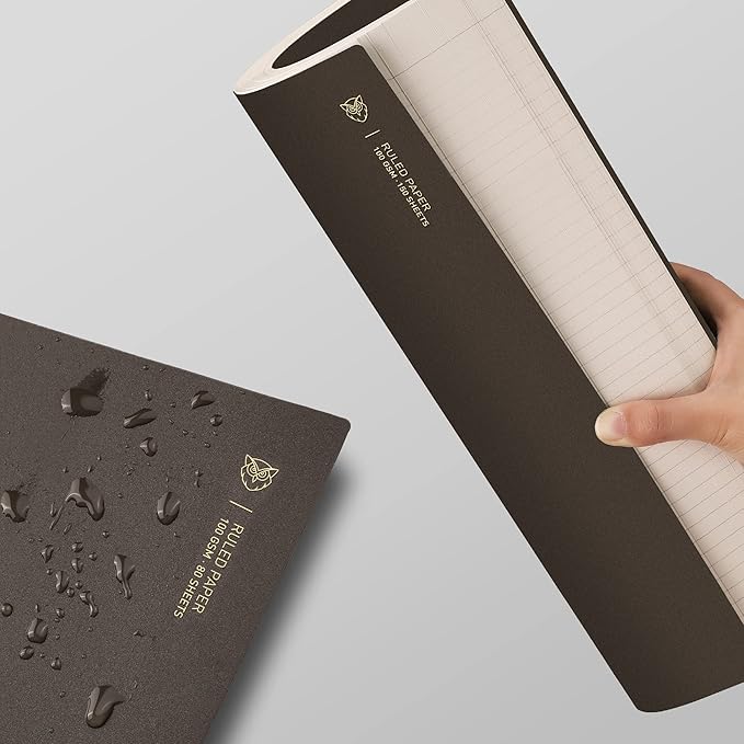 EMSHOI A4 Spiral Notebook College Ruled Lined Journal, 11.2" X 8.27",150 Sheets, 100gsm Thick Paper, Waterproof Softcover, Twin-Wire Binding, for Women Men School Work Business Writing, Gifts-Coffee