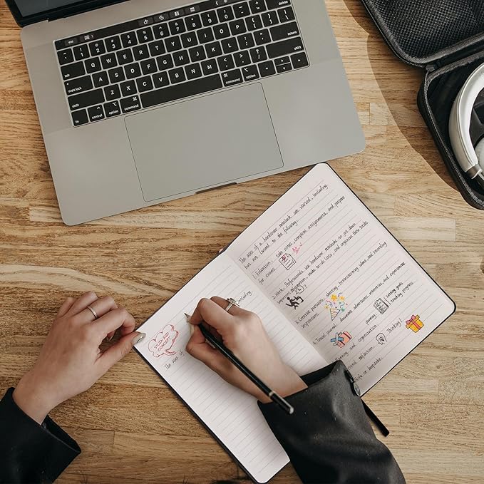 Comix 6 Pack Lined Journal Notebooks for Work, 240 Pages, 5.5"x8.3", Black, Hardcover, A5 Medium College Ruled, Journaling Notebooks for Notes-Taking, Fits for Office School Home