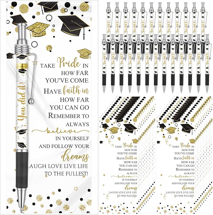 50 Pcs Graduation Ballpoint Pens Class of 2025 Pens Bulk Graduation Favors Pens and Bookmark Graduation Gift for Student School Grad Party Favor Senior High School Supplies