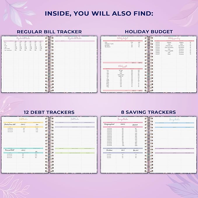 PLANBERRY Large Budget Planner & Monthly Bill Organizer with Pockets – Budgeting Book, Finance & Expense Tracker, 8.3x9.4″ (Wild Purple)