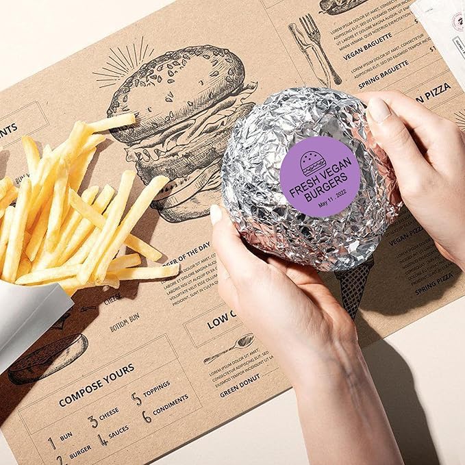 Hybsk 2 inch Circle Color Direct Thermal Stickers Shipping Labels for Barcodes,Name Tag,DIY Logo Design,QR Code,Inventory– Compatible with Zebra,Rollo,Munbyn,and More-750 pcs (2 inch,Purple)