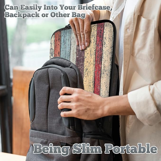 Laptop Sleeve Case Bag 15 inch, Retro Wood Slim Carrying Case Durable Handbag Travel Laptop Bag for 15 inch MacBook Air M3/M2/15 Pro/Surface Laptop 7/6/5/4/3/ Dell XPS 15 Plus