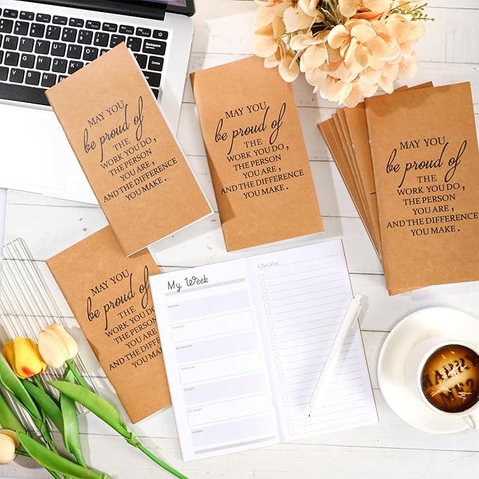 Yeaqee 50 Pcs Undated Weekly Planners Bulk Inspirational to Do List Weekly Goals Notepads Thank You Traveler Journal Team Appreciation Gift for Employee Staff Coworkers Christmas(Inspirational)