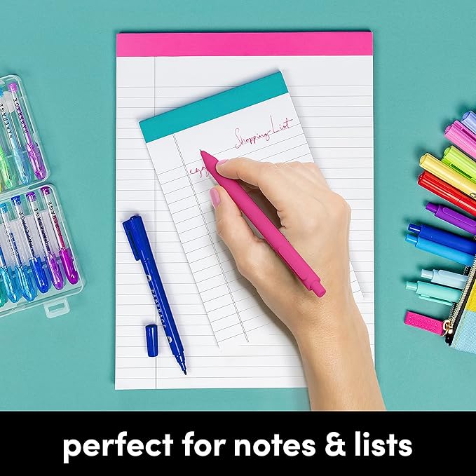 PAPERAGE Lined Legal Pads, (Rainbow), 6 Pack, 50 Sheets Each, Wide/Legal Ruled, Note Pads, Paper, 5 inches x 8 inches