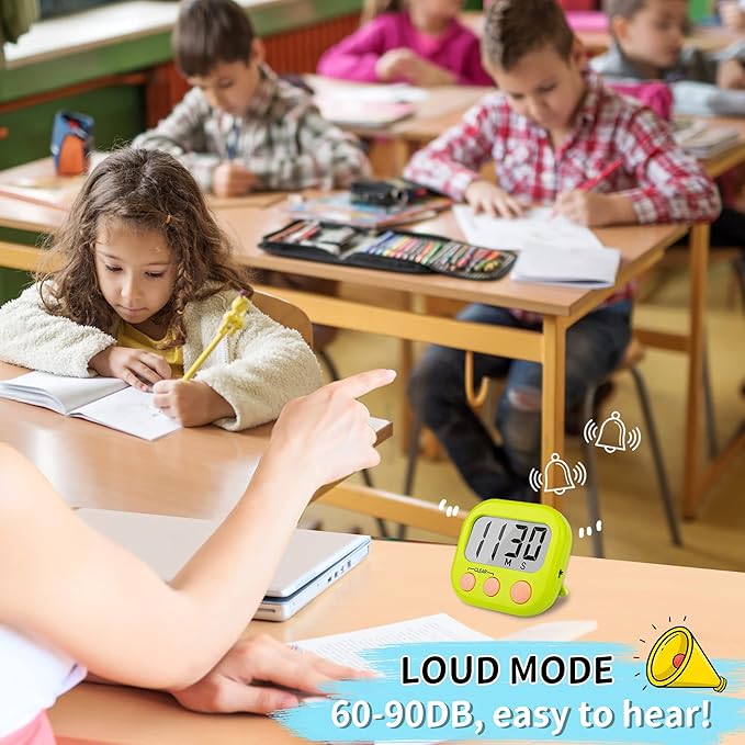 Classroom Timers for Teachers Kids Large Magnetic Digital Timer 12 Pack-Blue Green