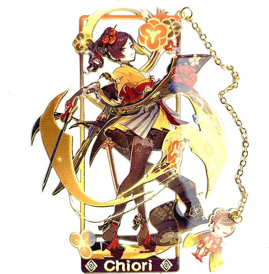 Genshin Impact Chiori Metal Bookmark - Anime Figure Merch with 3D Display Box - Birthday Gifts for Fans Friends Gamer Book Lovers - Zllada