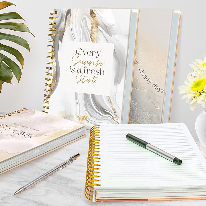 Spiral Journals - 10.25" x 7.25" - 300 Pages - Cute Spiral Notebooks for Women, Work Journal Notebook for Women (Fresh Start) Marble