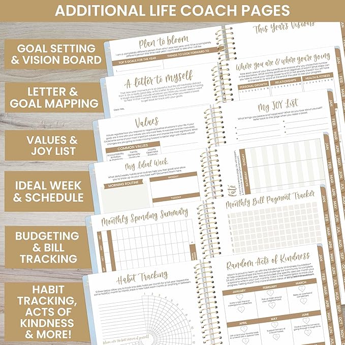 bloom daily planners 2025 Calendar Year Day Planner (January 2025 - December 2025) - 5.5” x 8.25” - Weekly/Monthly Agenda Organizer Book with Stickers & Bookmark - Iridescent Opal