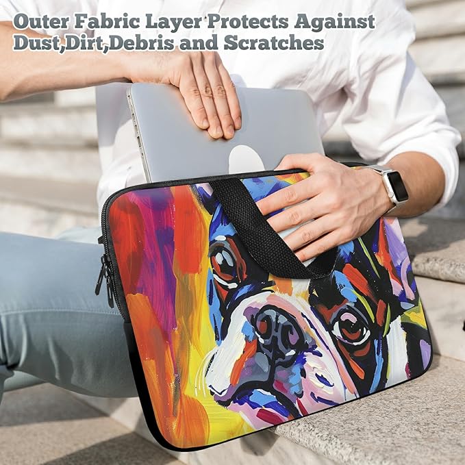 Laptop Sleeve Case Bag 15 inch, Watercolor Dog Slim Carrying Case Durable Handbag Travel Laptop Bag for 15 inch MacBook Air M3/M2/15 Pro/Surface Laptop 7/6/5/4/3/ Dell XPS 15 Plus