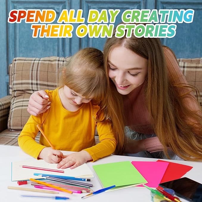 Gueevin 90 Pcs Blank Books for Kids to Write Stories Bulk Composition Notebooks Colorful Soft Cover Notebooks for Drawing Ruled Lined Journals Sketching Kindergarten Easter Gift (Classic Colors)