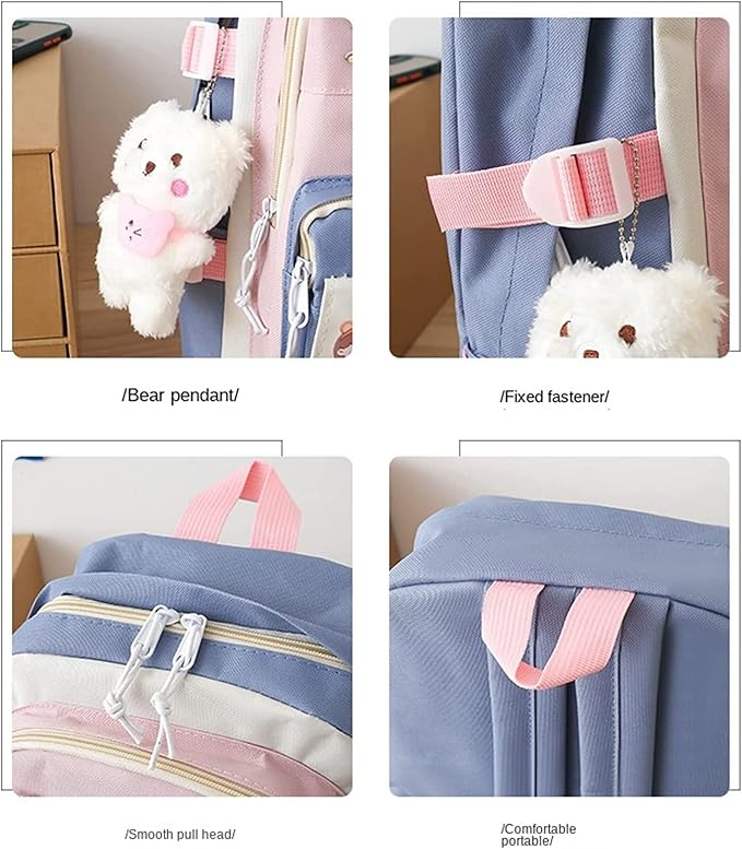 Kawaii Backpack 5Pcs Set Lightweight aesthetic backpack,Teens laptop computer cute backpacks for girls (kawaii backpack,one size)
