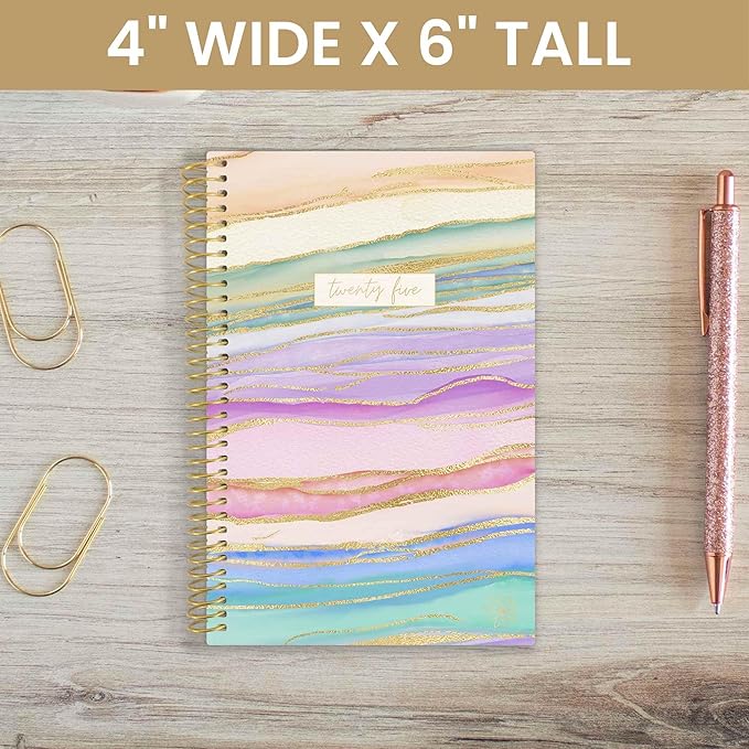 bloom daily planners 2025 Planner - Mini Pocket Planner - 4” x 6” - (January 2025 - December 2025) - Weekly & Monthly Agenda Organizer & Calendar Book - Watercolor Waves