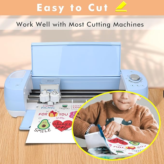 A-SUB Clear Sticker Paper for Inkjet Printers, Waterproof Transparent Printable Vinyl Sticker Paper, 50 Sheets 8.5x11 Inch Glossy Clear Label Paper for Custom Stickers, Decals