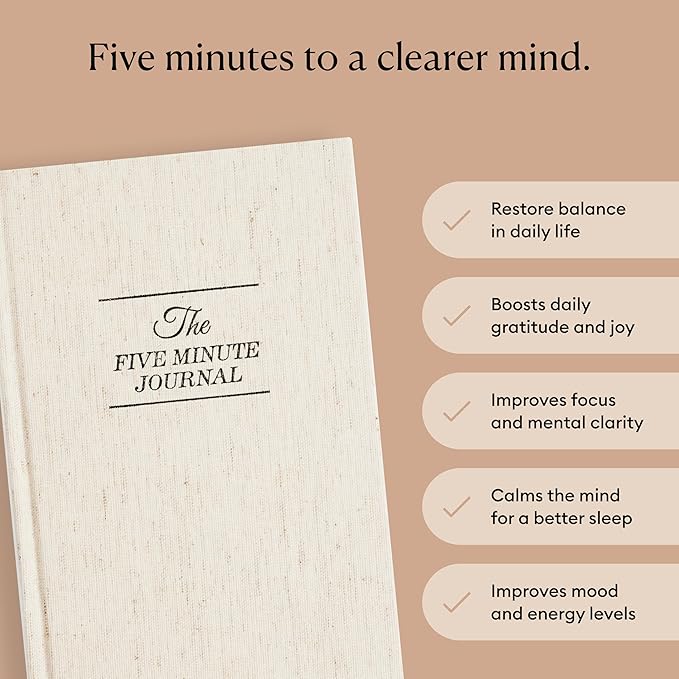 Intelligent Change The Five Minute Journal - Original Daily Gratitude Journal 2025 for Happiness, Mindfulness & Reflection - Daily Affirmations - Undated Life Planner Journal for Women & Men