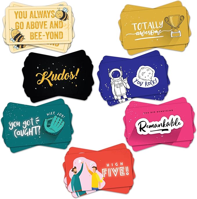 70 Kudos Cards - Thank You Appreciation & Recognition Blank Back Postcard – School Lunch Box Kids Notes – Business Employee Motivational Affirmation Bulk Gift – Teacher Reward Inspirational