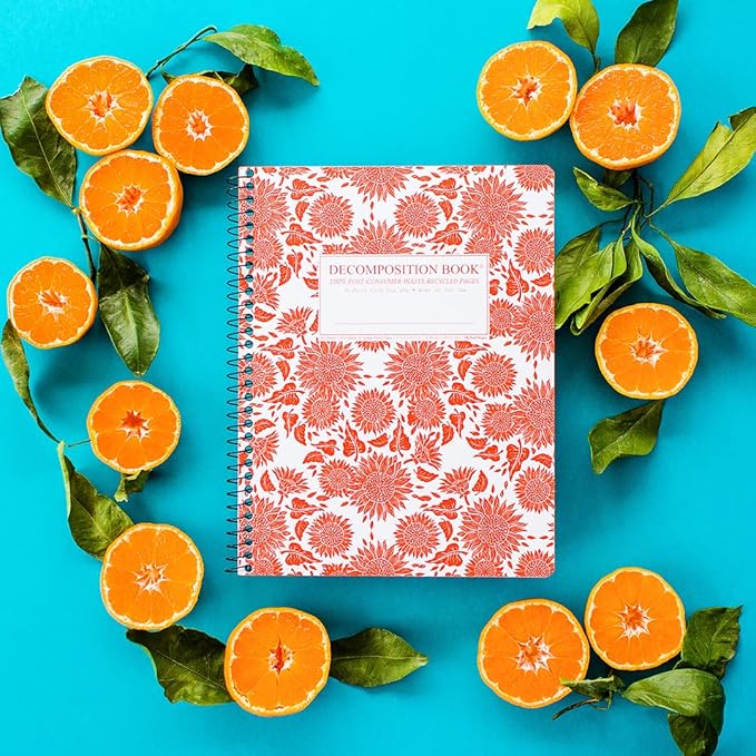 Decomposition Sunflowers College Ruled Spiral Notebook - 9.75 x 7.5 Journal with 160 Lined Pages - 100% Recycled Paper - Cute Notebooks for School Supplies, Home & Office - Made in USA