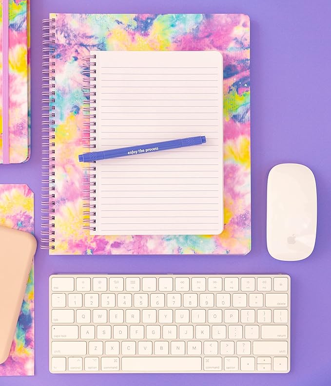 Steel Mill & Co Cute Large Spiral Notebook College Ruled, 11" x 9.5" with Durable Hardcover and 160 Lined Pages, Tie Dye