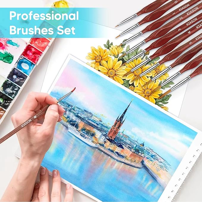 10PC Miniature Paint Brush for Fine Detailing, Detail Paint Brush, Mini Small Painting Brushes for Art, Crafts, Acrylic, Watercolor, Model, Face, Paint by Number, Citadel, Figurine (Brown)