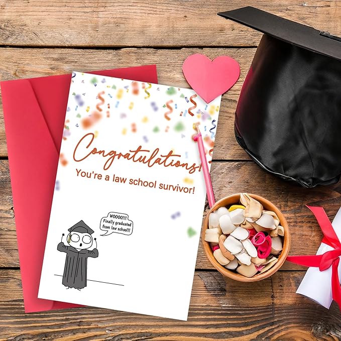 Law School Graduation Card, New Lawyer Graduation Gifts for Women Men, Congratulations Law School Survivor