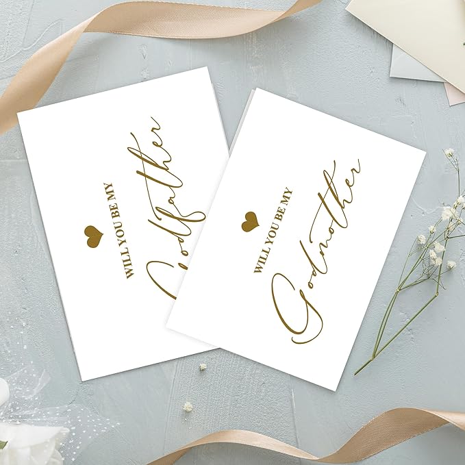 LADY&HOME Set of 2 Godparents Proposal Cards with Envelope,Will You Be My Godfather/Godmother Card Godparents Proposal Gift (C2:Godfather & Godmother)