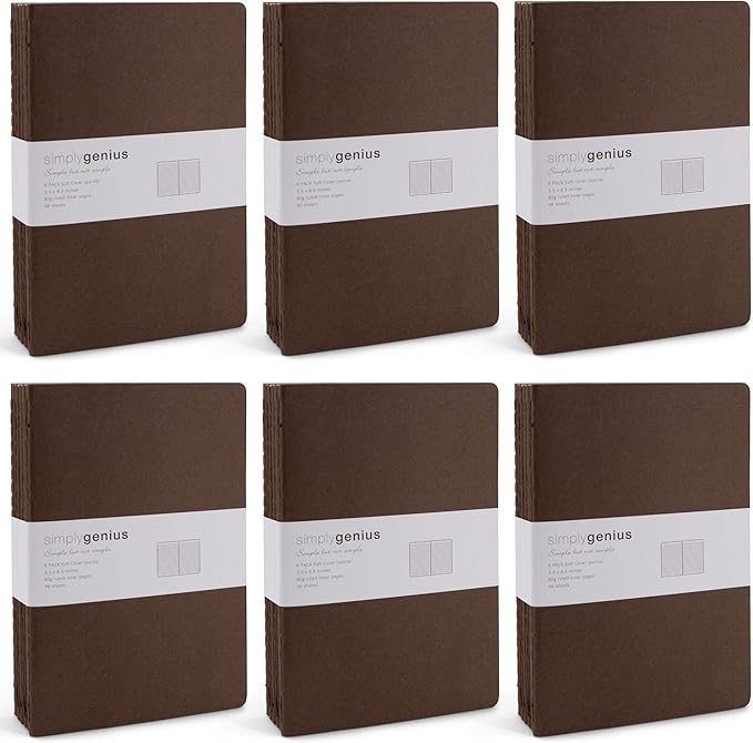 Simply Genius A5 Notebooks for Work, Travel, Business, School & More - College Ruled Notebook - Softcover Journals for Women & Men - Lined Note Books with 92 pages, 5.5" x 8.3" (Brown, 30 pack)