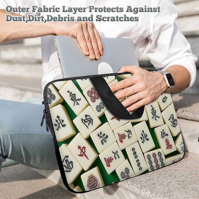 Laptop Sleeve Case Bag 15 inch, Mahjong Slim Carrying Case Durable Handbag Travel Laptop Bag for 15 inch MacBook Air M3/M2/15 Pro/Surface Laptop 7/6/5/4/3/ Dell XPS 15 Plus