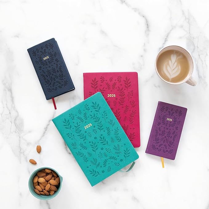 Letts of London Woodland 2025 Weekly Planner, 12 Months, January to December, Sewn Binding, Medium Pocket, 5.875" x 3.125", Multilingual, Pink (C082174-25)