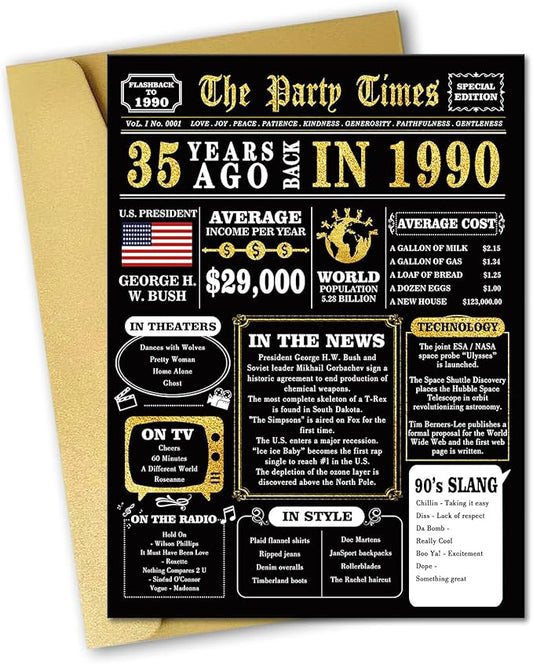 Jumbo 35th Birthday Card,Unique 35th Birthday Gifts for Him Her,Funny 35 Birthday Decorations for Women Men, Big 35 Years Old Birthday Card