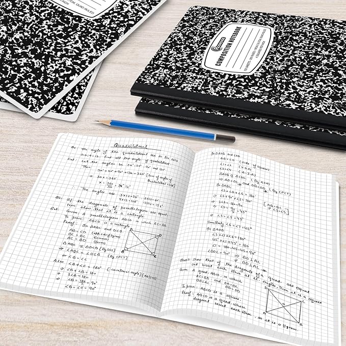 50 Pack Graph Composition Notebook, 200 Pgs (100 Sheets) Bulk Graph Paper Composition Notebook for school, Bulk Graphing Notebook, 4x4 Grid, Quad Ruled Composition Book, Hard Sewn Bound Cover