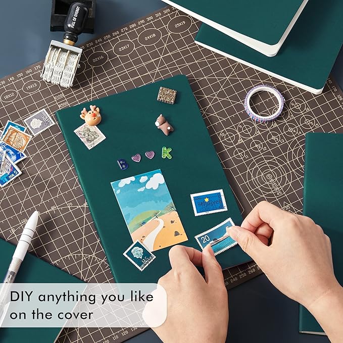 8 Pack Soft Cover Journal Bulk, Feela Notebooks College Ruled for Work, Lined Travel Journal for Women Men, Note Taking Notebook School Supplies Business Writing, 8.2” x 5.5”, A5, Dark Green