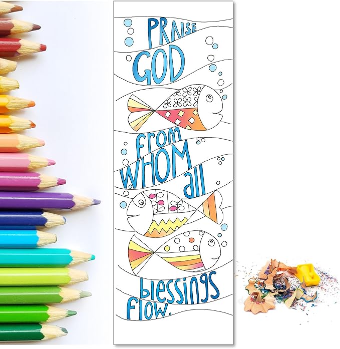 Christian Colouring Bookmarks, Psalms, Pack of 10 Different Designs, with Coloured Bible Verse on Reverse. Makes a Great Christian Gift for Adults or Children, by Just Cards Direct. (Orange/IOJBM)