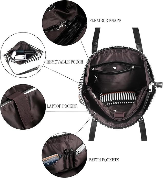 Laptop Tote Bag for Women, Waterproof Canvas Womens Work Shoulder Bag, Computer bag, Large Capacity Fits 15.6 inches Laptop