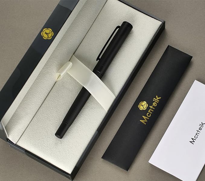Matte Black Forest Rollerball Pen, Luxury Pen with Schmidt Black Ink Refill, Fancy Pen Gift Set for Men & Women, Business Signature, Executive, Office, Nice Fancy Designer Pens