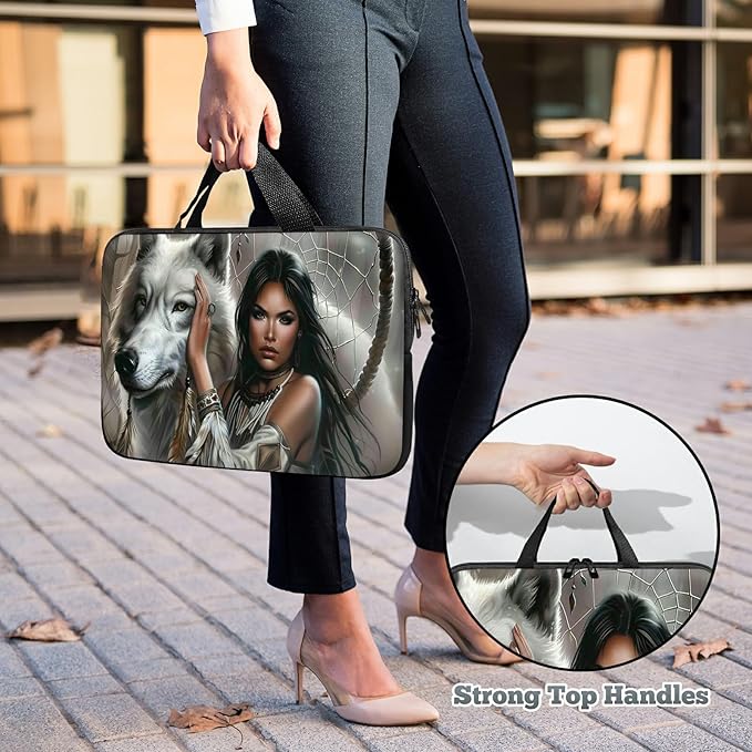 Laptop Sleeve Case Bag 13 inch, White Wolf Slim Carrying Case Durable Handbag Travel Laptop Bag for 13 inch MacBook Air M3/M2/Pro M2/ 13" iPad Pro/Air M4/M2 2024