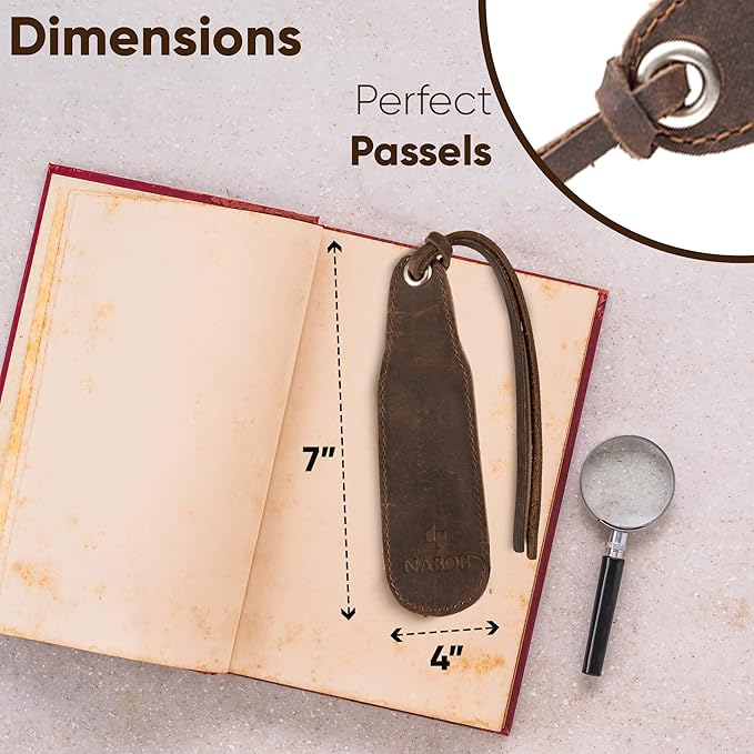 Leather Bookmark Handmade - Genuine Leather Book Marks - Perfect Bookmark for Men Women and Kids | Great Idea for Leather Gifts for Bookworms Writers Relatives and Friends (1 Bookmark)