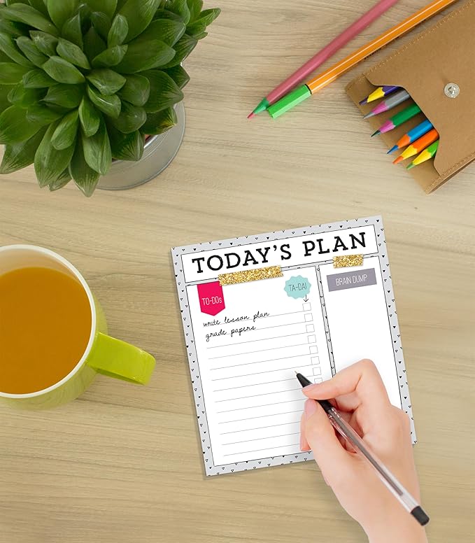 Carson Dellosa Today's Plan Notepad, 50 Sheet Note Pad With Lined Paper for To Do List and Checklist, Classroom Organization Stationary, Desk Accessories and Office Supplies