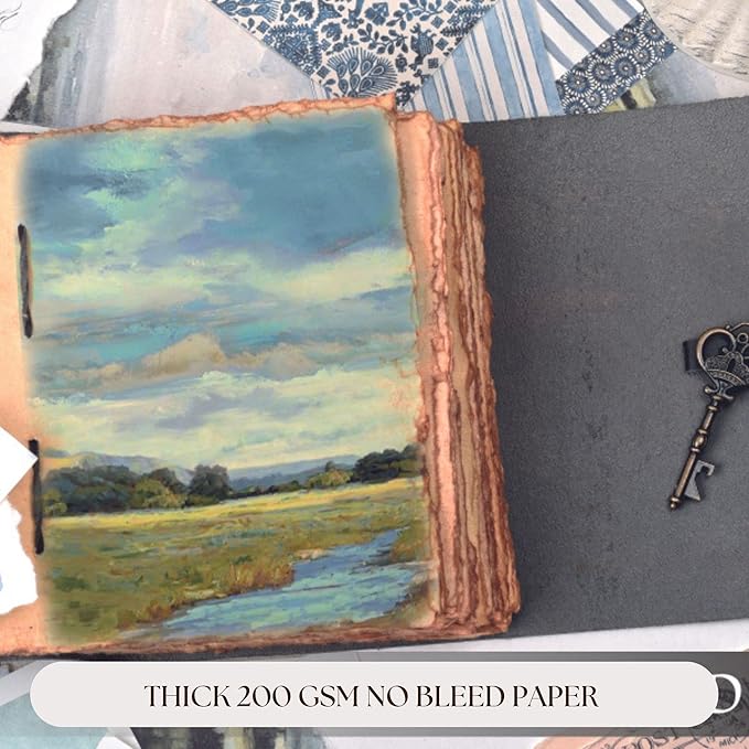 LEATHER VILLAGE Vintage Leather Journal – 200 Handmade Vintage Deckle Edge Paper – Leather bound Journal For Women Men – Vintage Key Closure - Book of Shadows - Green - 13X8 inches