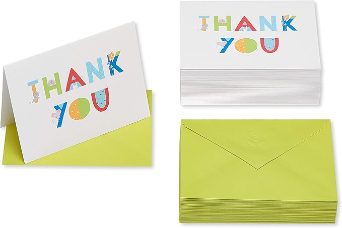 American Greetings Baby Shower Thank You Cards with Envelopes, Baby Icons (50-Count)