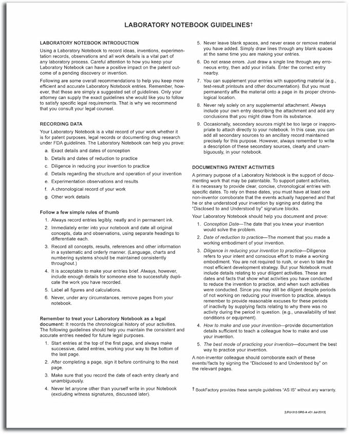 BookFactory Lab Notebook/Laboratory Notebook - Professional Grade - 312 Pages, 8" x 10" (Ruled Format) Black and Burgundy Imitation Leather Cover, Section Sewn Hardbound (LRU-312-SRS-A-LKMST1)