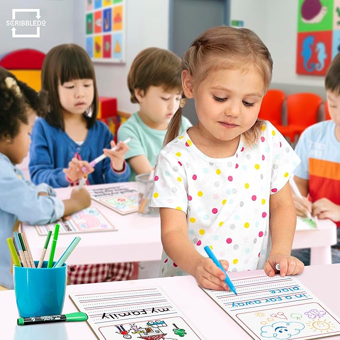 Double Sided Whiteboard 9”x12” Story Lined Dry Erase Board for Kids Writing Board Age 3-5 Practice Drawing Small White Board Teacher Elementary Grade 1 Kindergarten Preschool