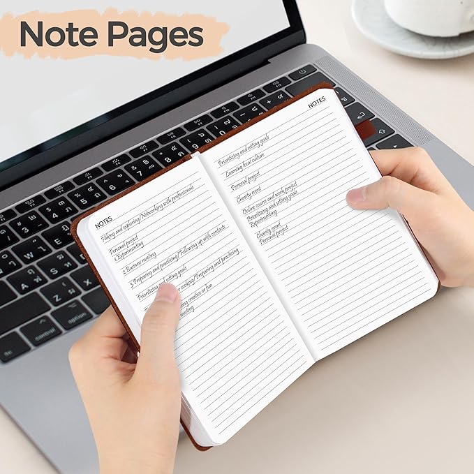 SUNEE 2025 Pocket Weekly Planner for Purse 3.5" x 6" - 12 Month (January 2025 - December 2025), Pocket Size Planner, Hardcover, Notes, Pocket, 100 GSM Paper, Brown