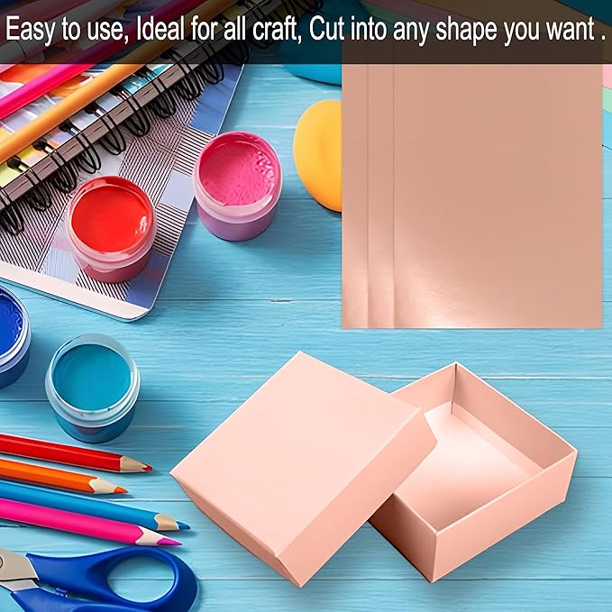 Rose Gold Shimmer Metallic Cardstock Paper - 8.5" x 11" Metallic Paper Square, Golden Foil Mirror Board for Scrapbook, Card Making, Weddings & Birthdays Invitations (20 Sheets Pack, 250gsm) ﻿