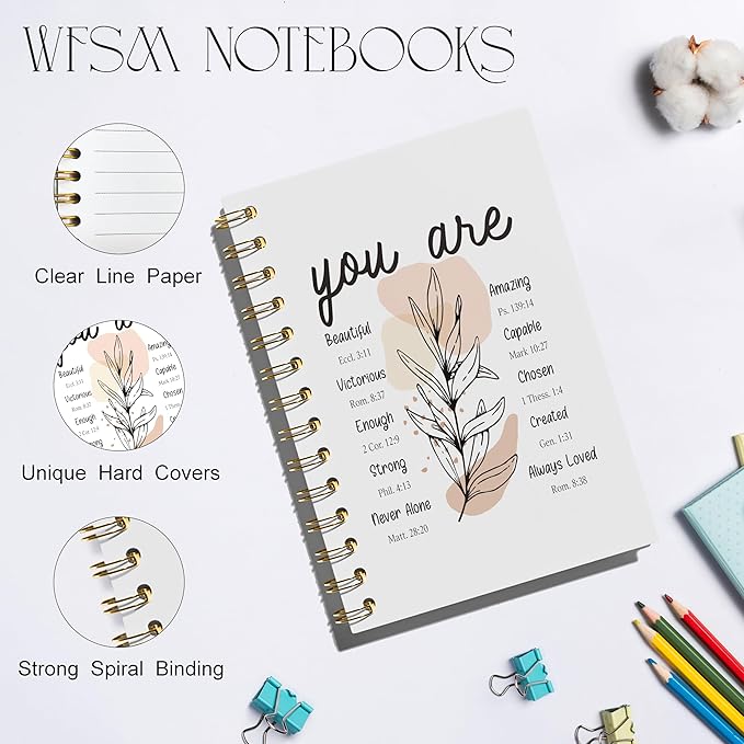 Inspirational Christian Notebook - Christian Gifts Journal, Daily Prayer Journal, Spiral Bible Notebook, Christian Gifts Journal, Spiritual Journal for Women, 5.5x8.3 Inches