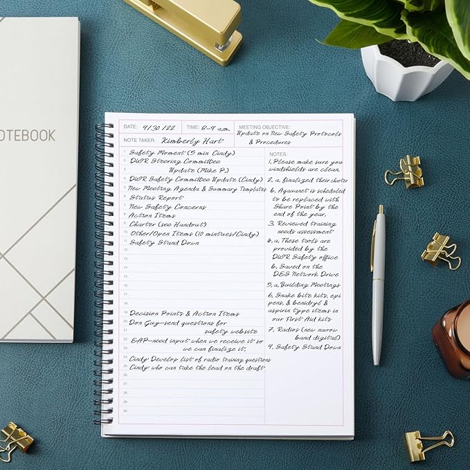 2 Pack Meeting Notebooks for Work, Spiral-Bound Daily Planner for Project Management, Office, Business, Note Taking, Organizer (160 Pages, 8.5 x 11 In)