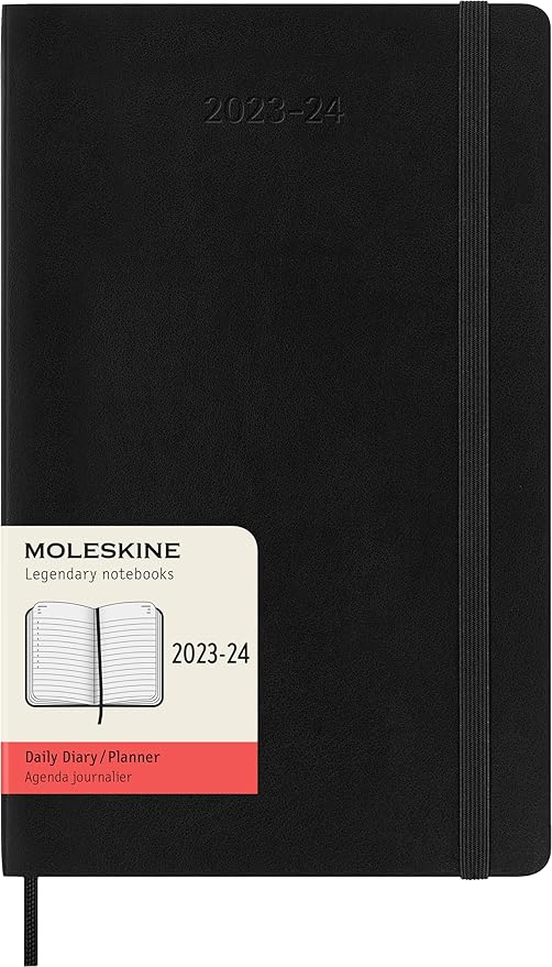 Moleskine Classic 18 Month 2023-2024 Daily Planner, Soft Cover, Large (5" x 8.25"), Black